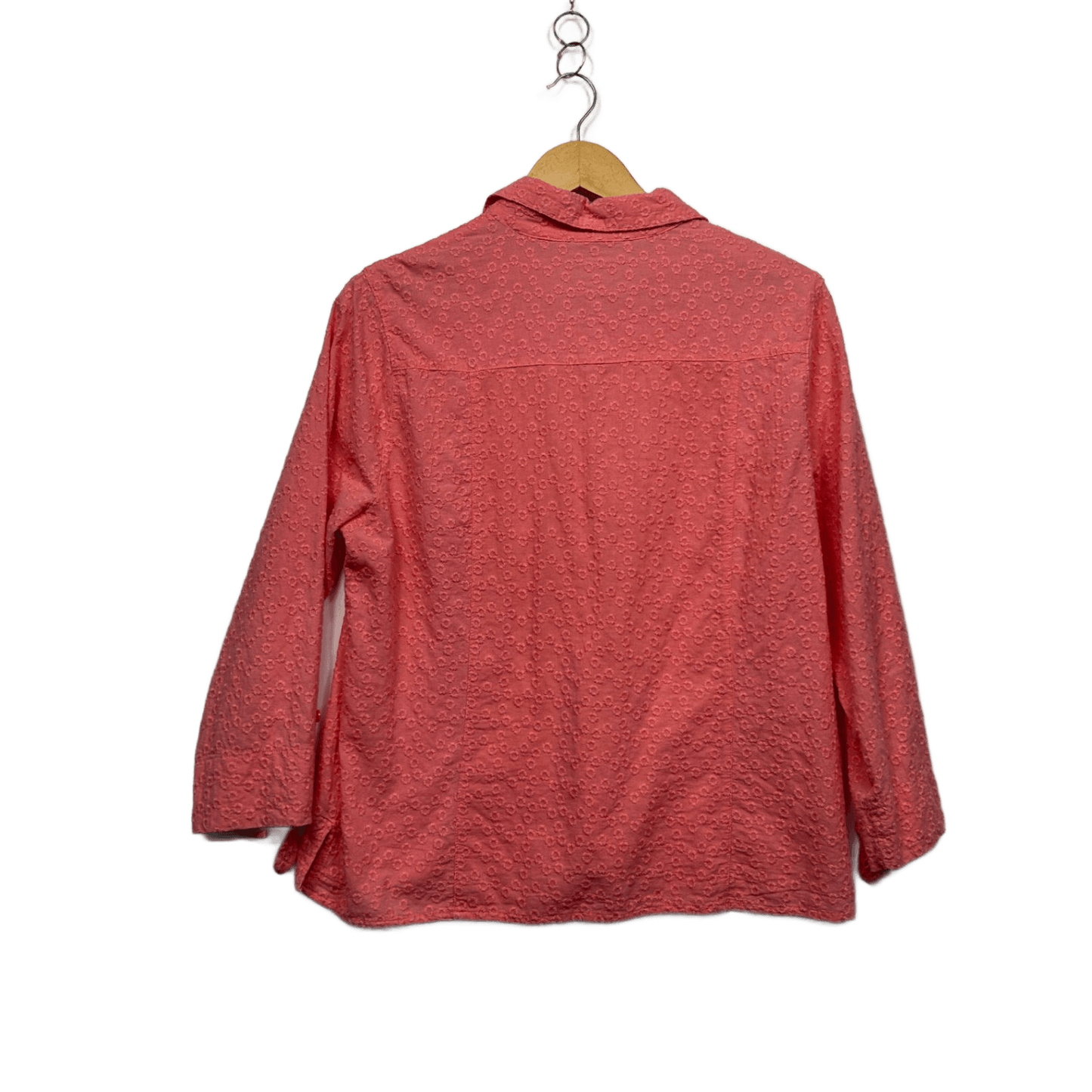 Noni B Embroidered Pink Cotton Long Sleeve Collared Button Up Blouse Size 16