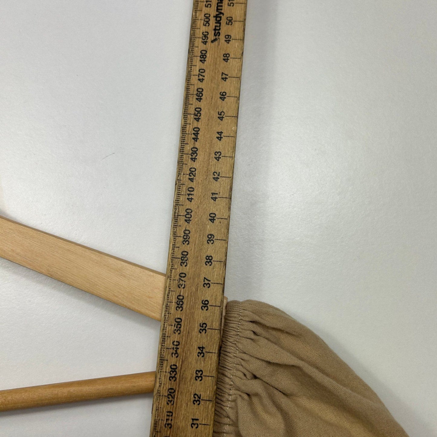 FAYT Tan Cotton Puff Sleeve Ruched Peasant Crop Top Blouse Size 14