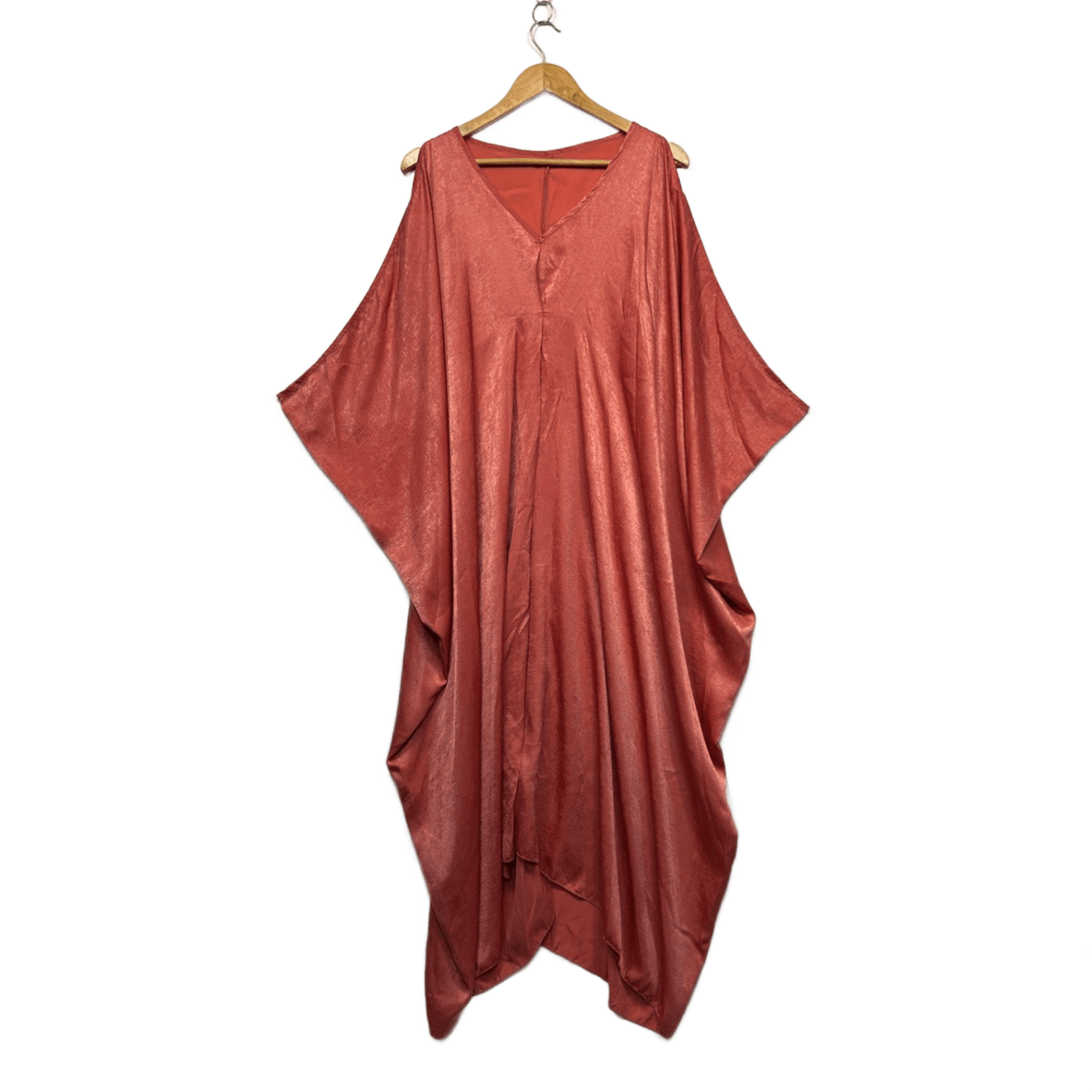 Coral Batwing Cold Shoulder Sleeve Maxi V Neck Kaftan Dress Size 12 - 14
