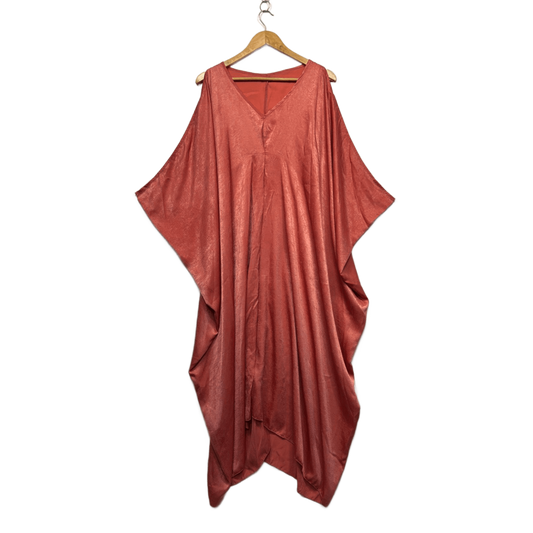 Coral Batwing Cold Shoulder Sleeve Maxi V Neck Kaftan Dress Size 12 - 14