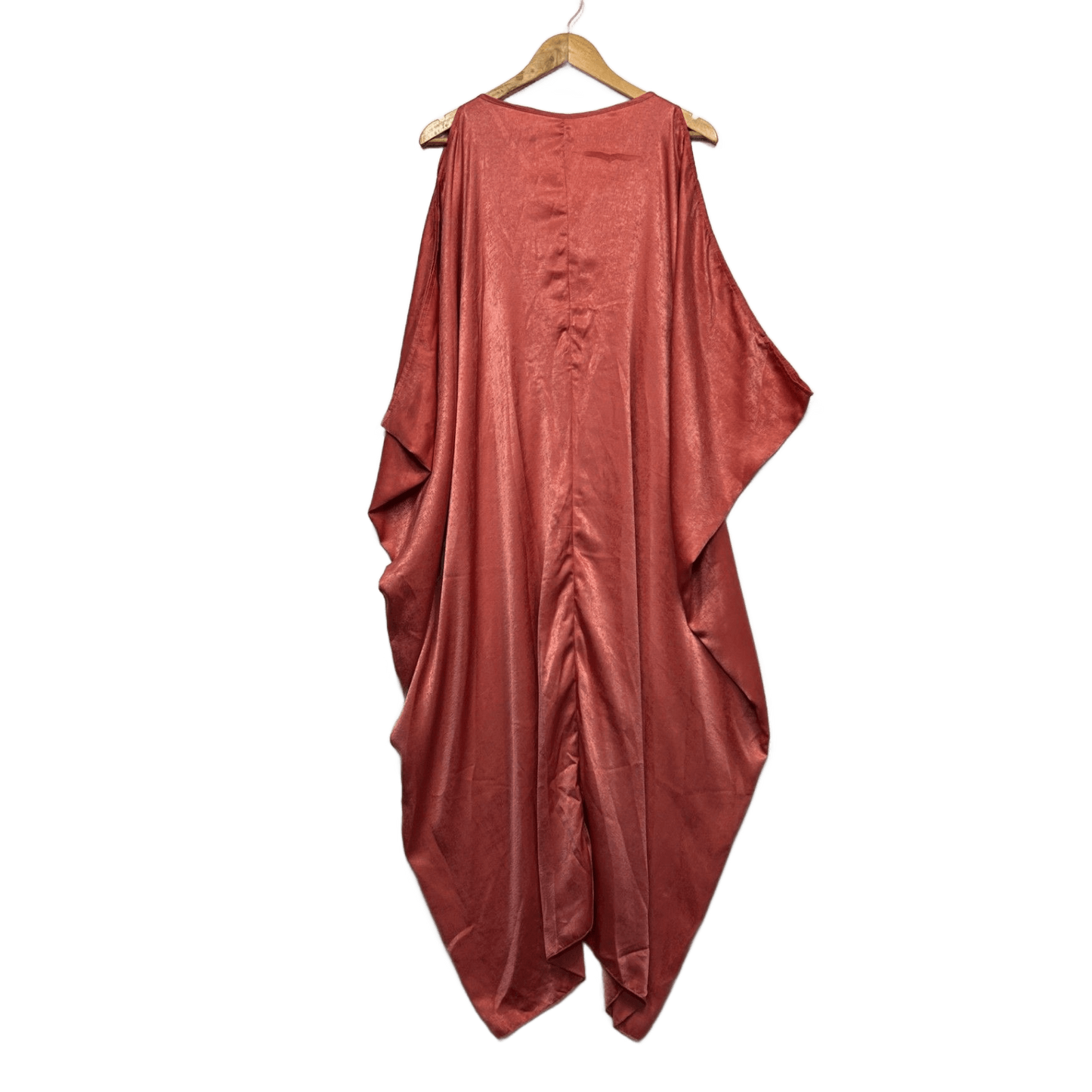 Coral Batwing Cold Shoulder Sleeve Maxi V Neck Kaftan Dress Size 12 - 14