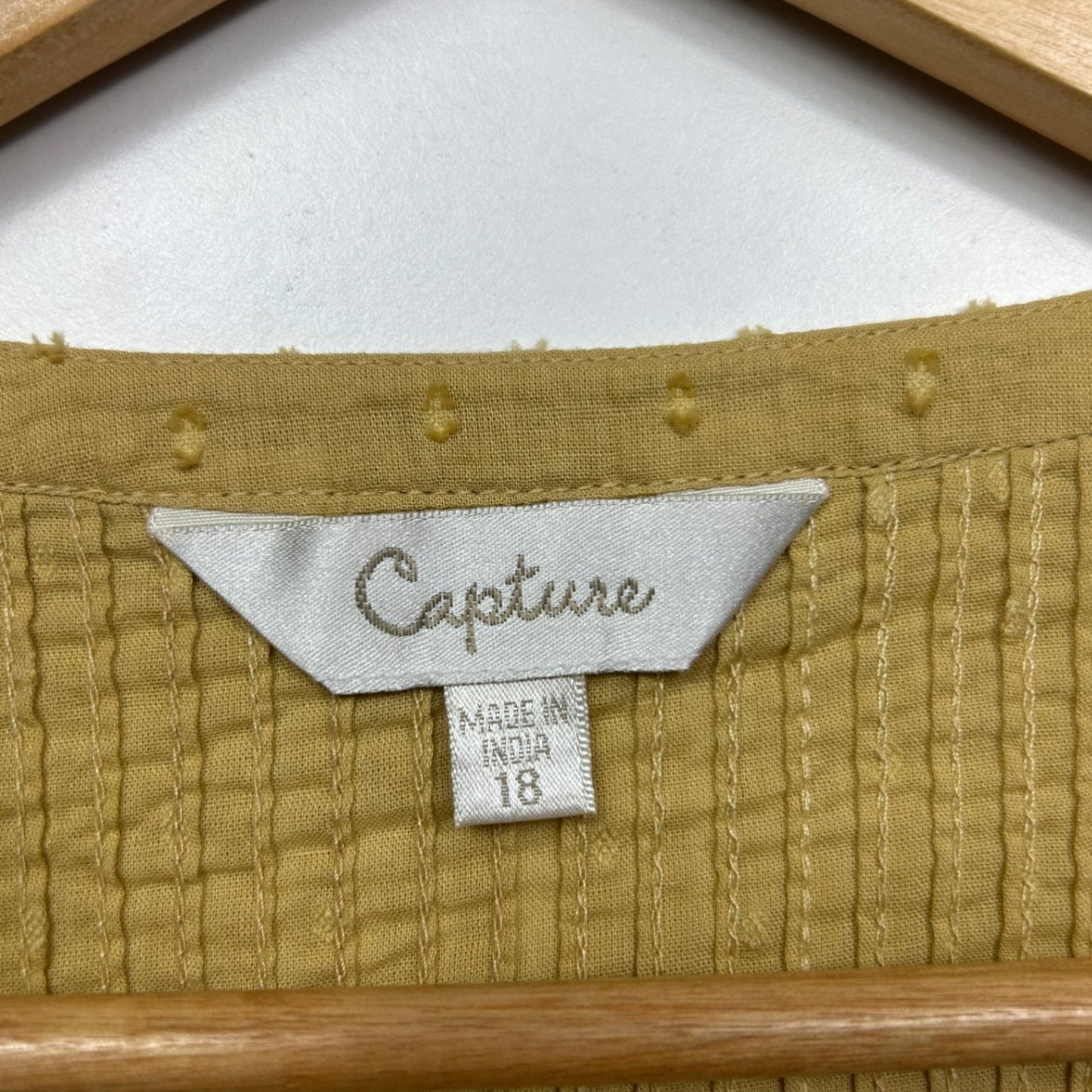 Capture Mustard Pleated Cotton Long Sleeve Top Blouse Size 18