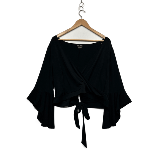 City Chic  Black Bell Long Sleeve Blouse Size 20 Plus
