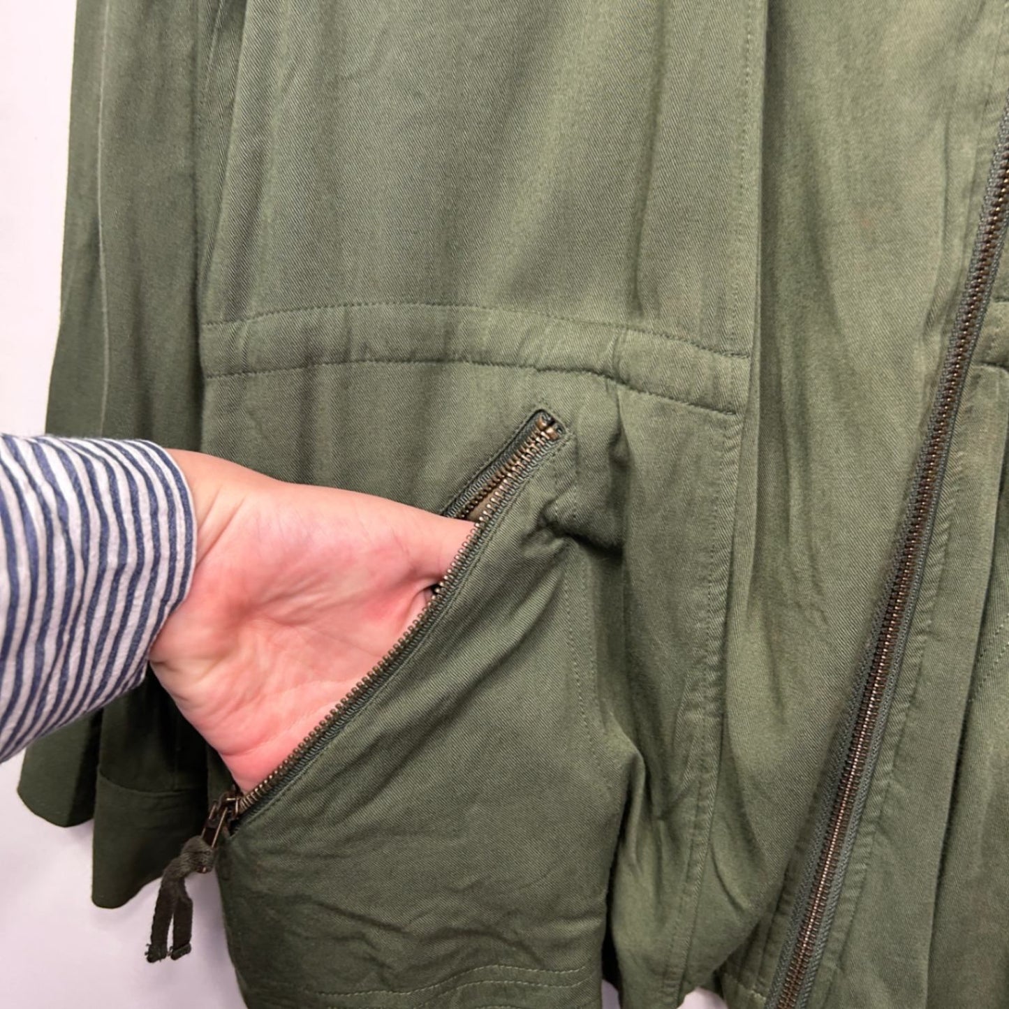 Rockmans Womens Green  Utility Jacket Coat Zip Pockets Size 16 (Fault)