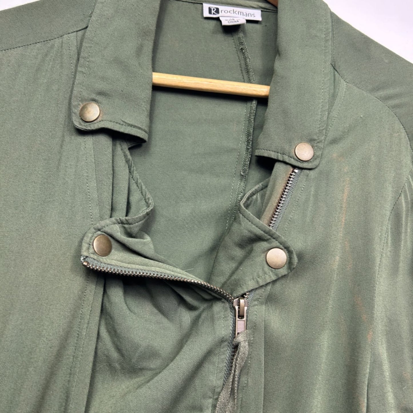 Rockmans Womens Green  Utility Jacket Coat Zip Pockets Size 16 (Fault)