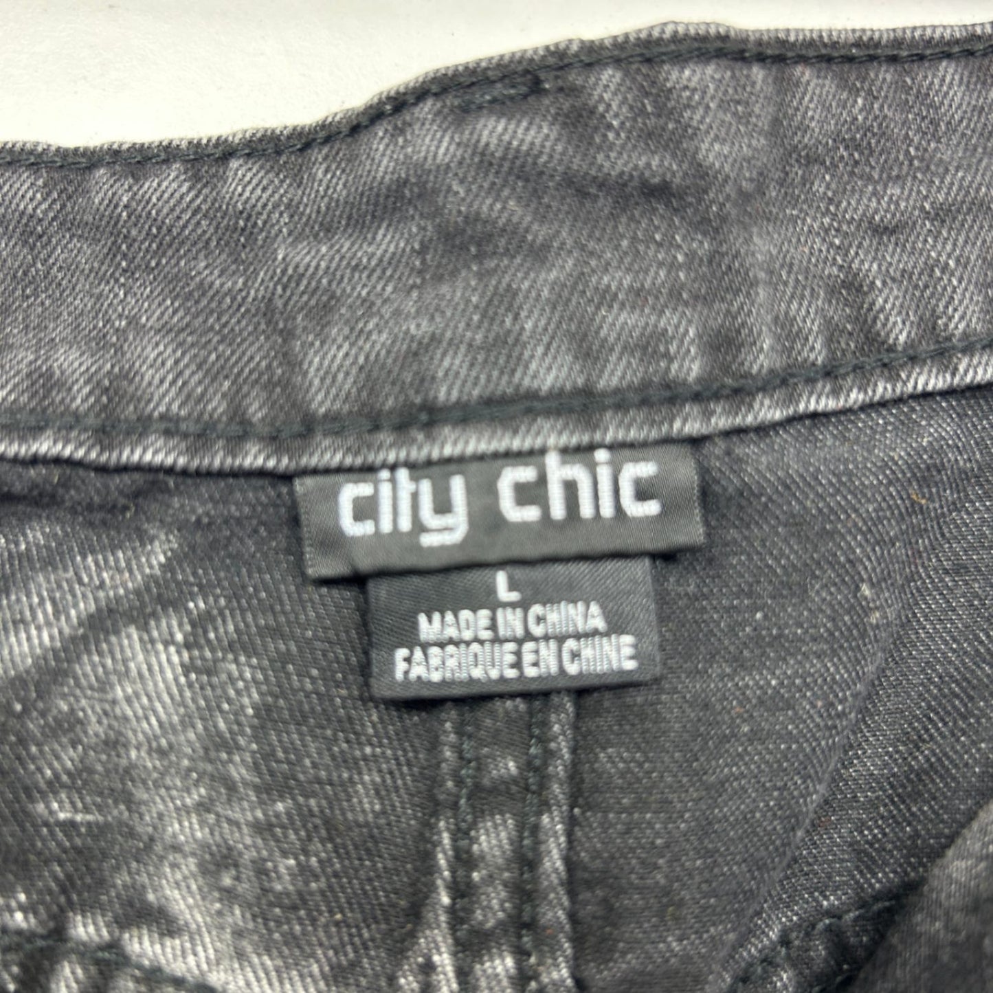 City Chic Womens Black Faded Cotton Blend Denim Skirt Size 20