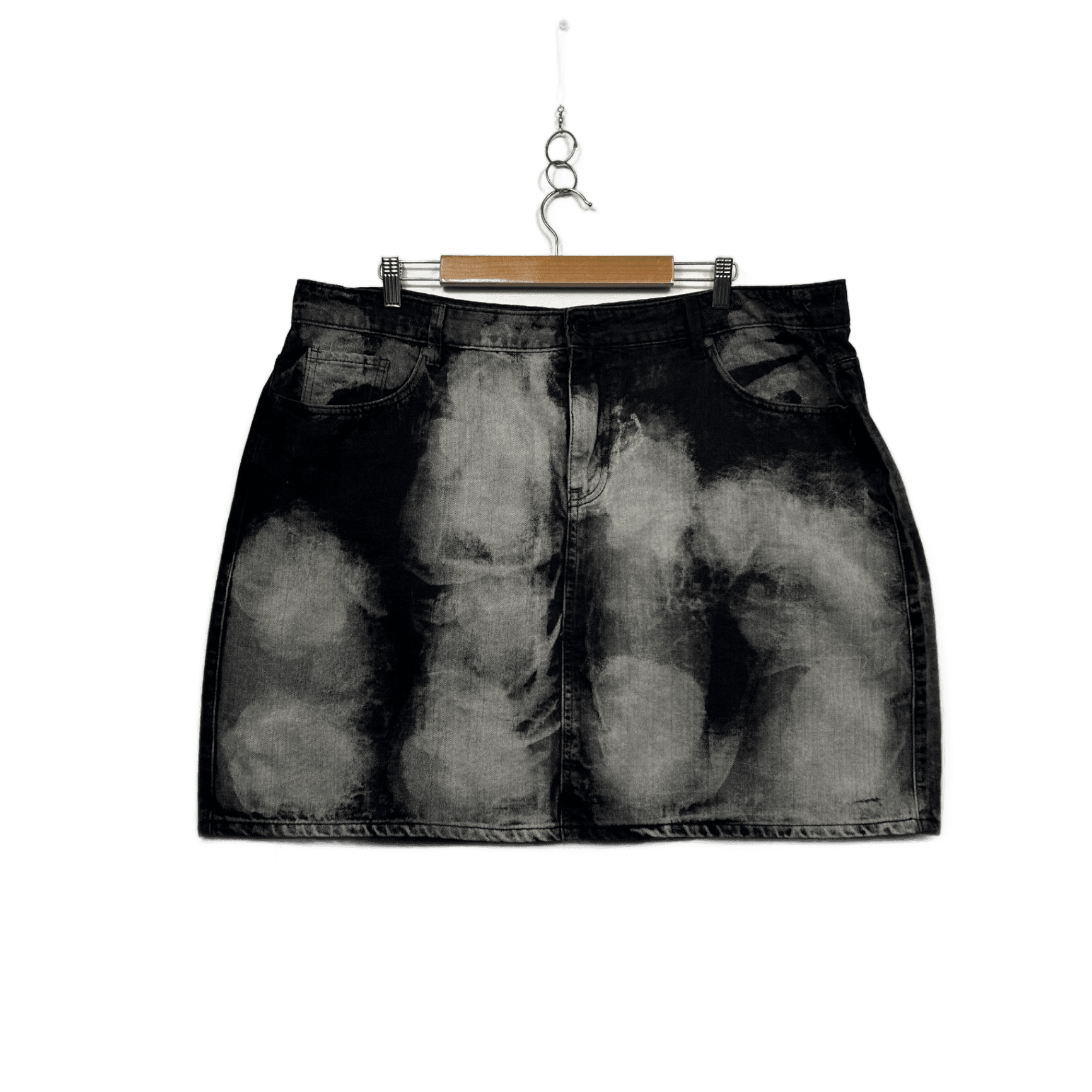 City Chic Womens Black Faded Cotton Blend Denim Skirt Size 20