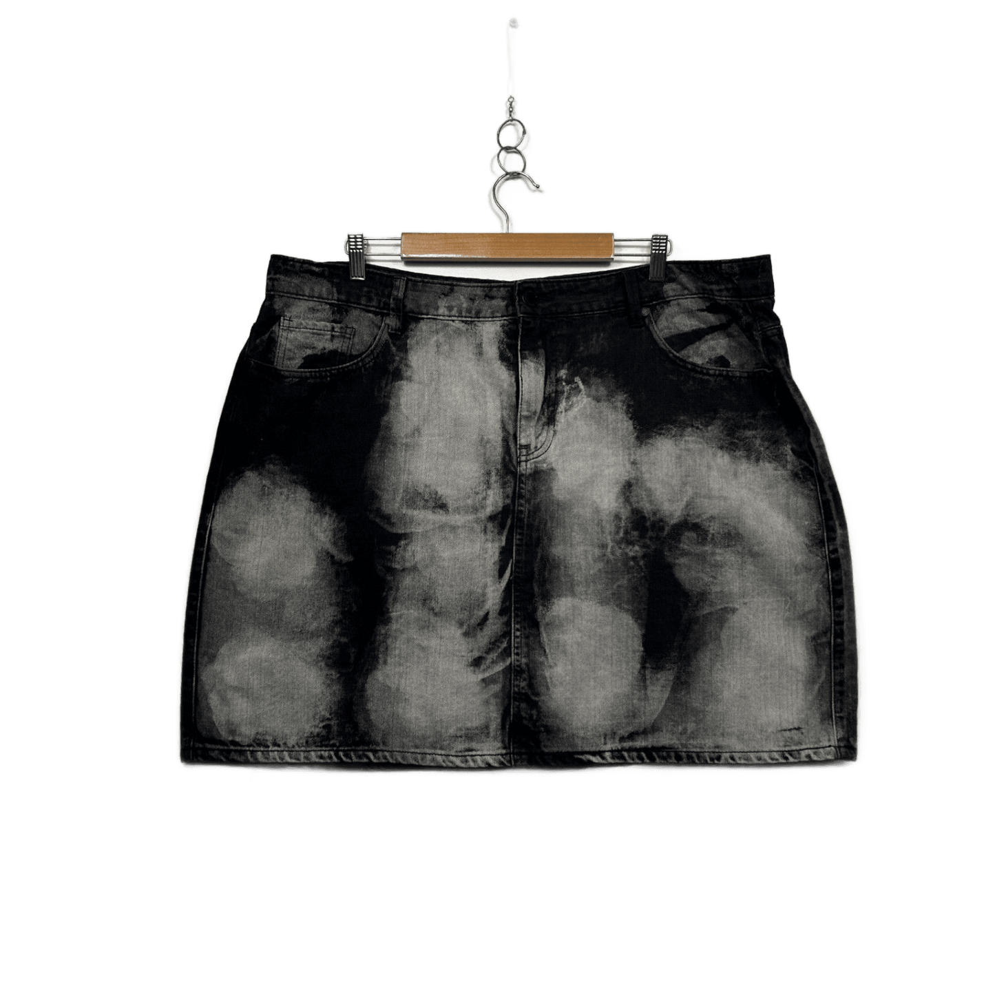 City Chic Womens Black Faded Cotton Blend Denim Skirt Size 20