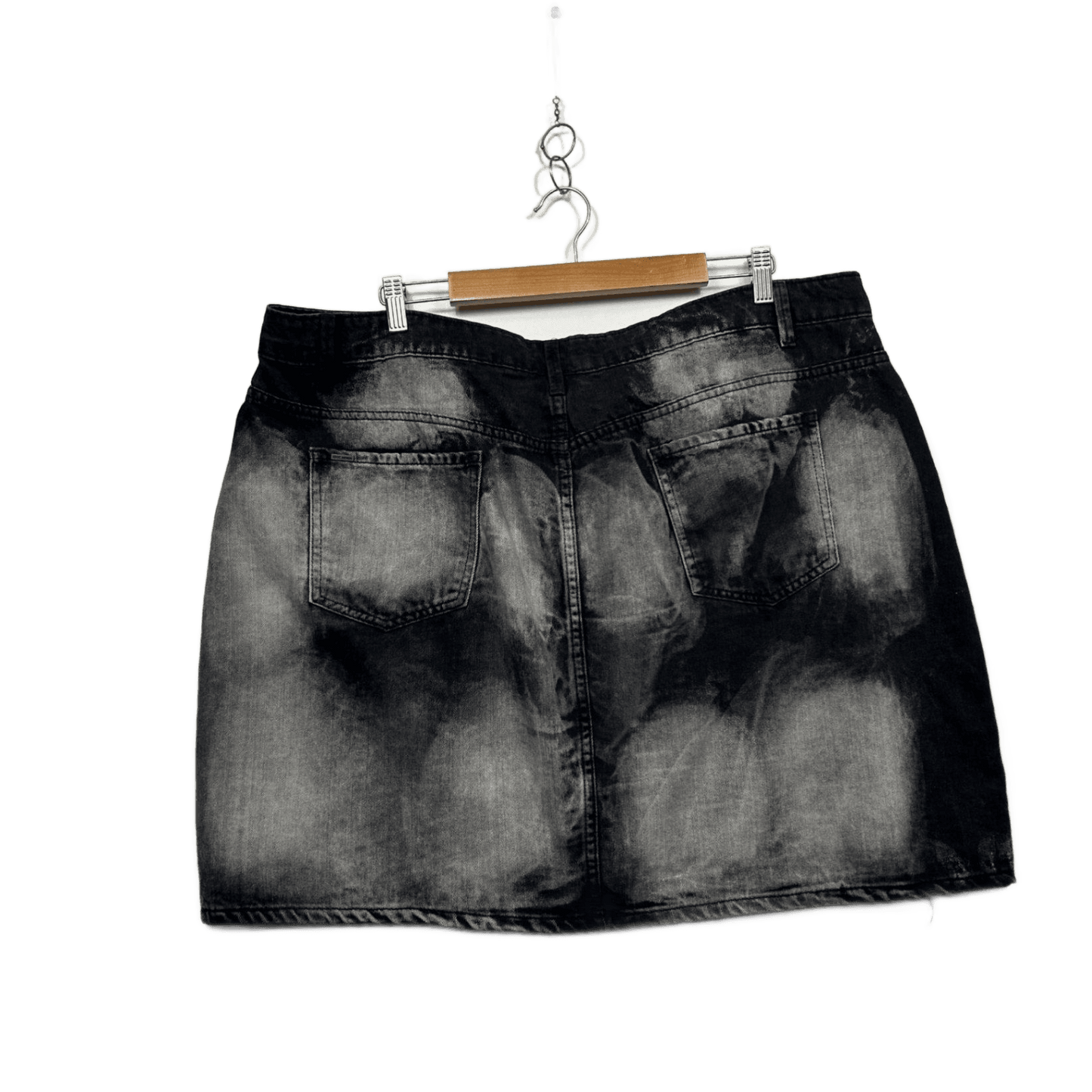 City Chic Womens Black Faded Cotton Blend Denim Skirt Size 20