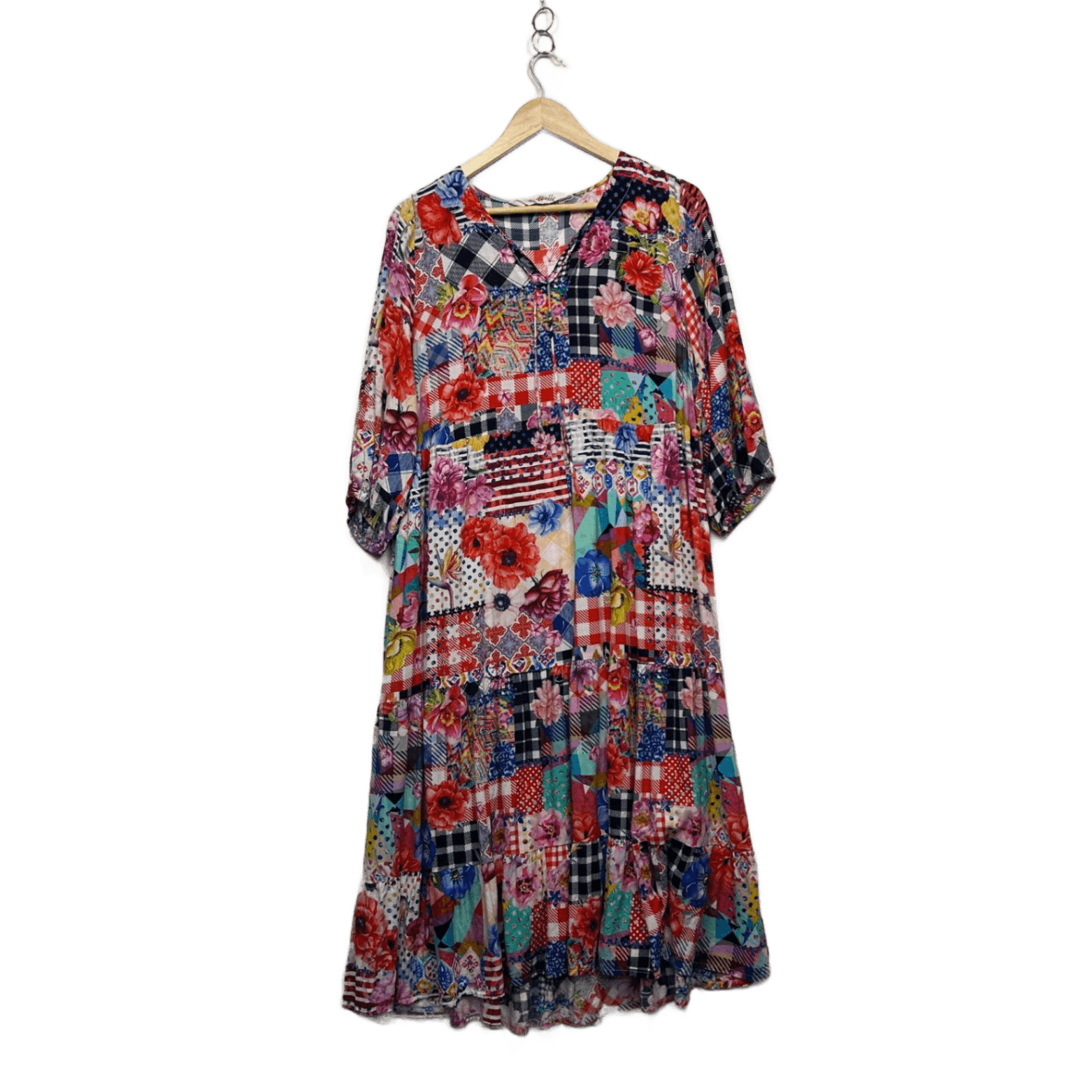 Virtuelle Multicoloured 3/4 Sleeve Multicoloured Maxi Boho Dress Size 12