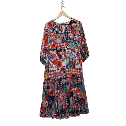 Virtuelle Multicoloured 3/4 Sleeve Multicoloured Maxi Boho Dress Size 12