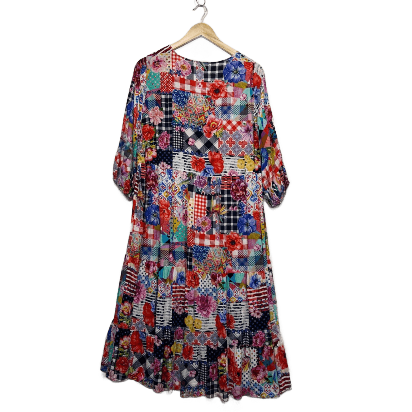 Virtuelle Multicoloured 3/4 Sleeve Multicoloured Maxi Boho Dress Size 12