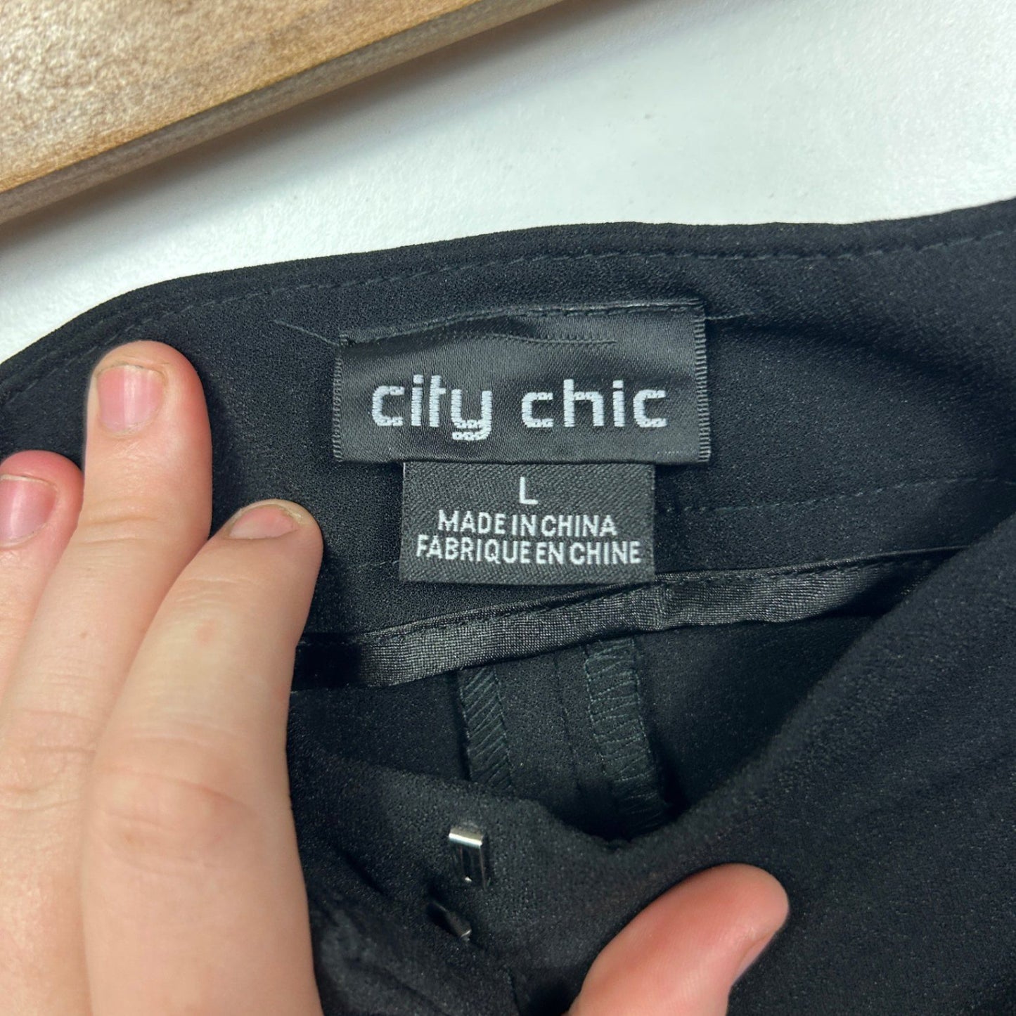 City Chic Black Wide Leg Wrap Tie Overlay Dress Pants Size 20 Plus