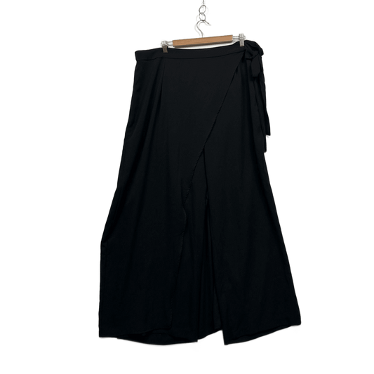 City Chic Black Wide Leg Wrap Tie Overlay Dress Pants Size 20 Plus