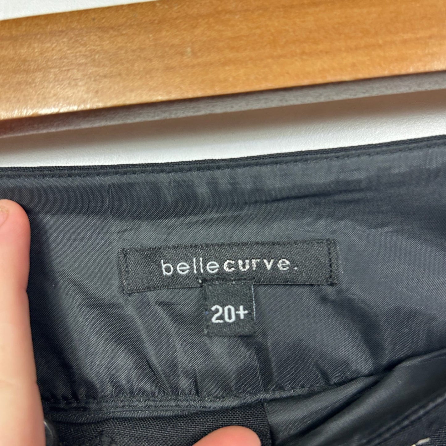 Belle Curve Black Tailored  Zip Fly Pants Pockets Size 20