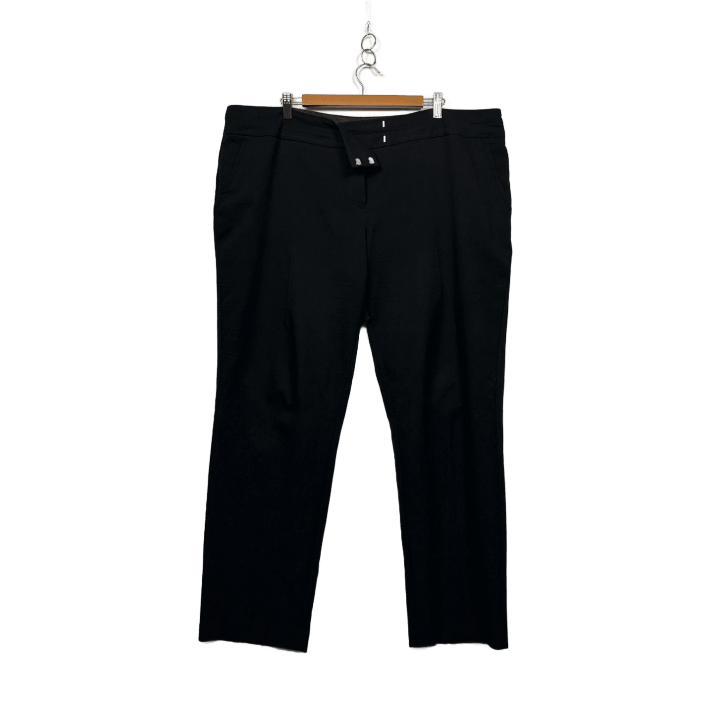 Belle Curve Black Tailored  Zip Fly Pants Pockets Size 20