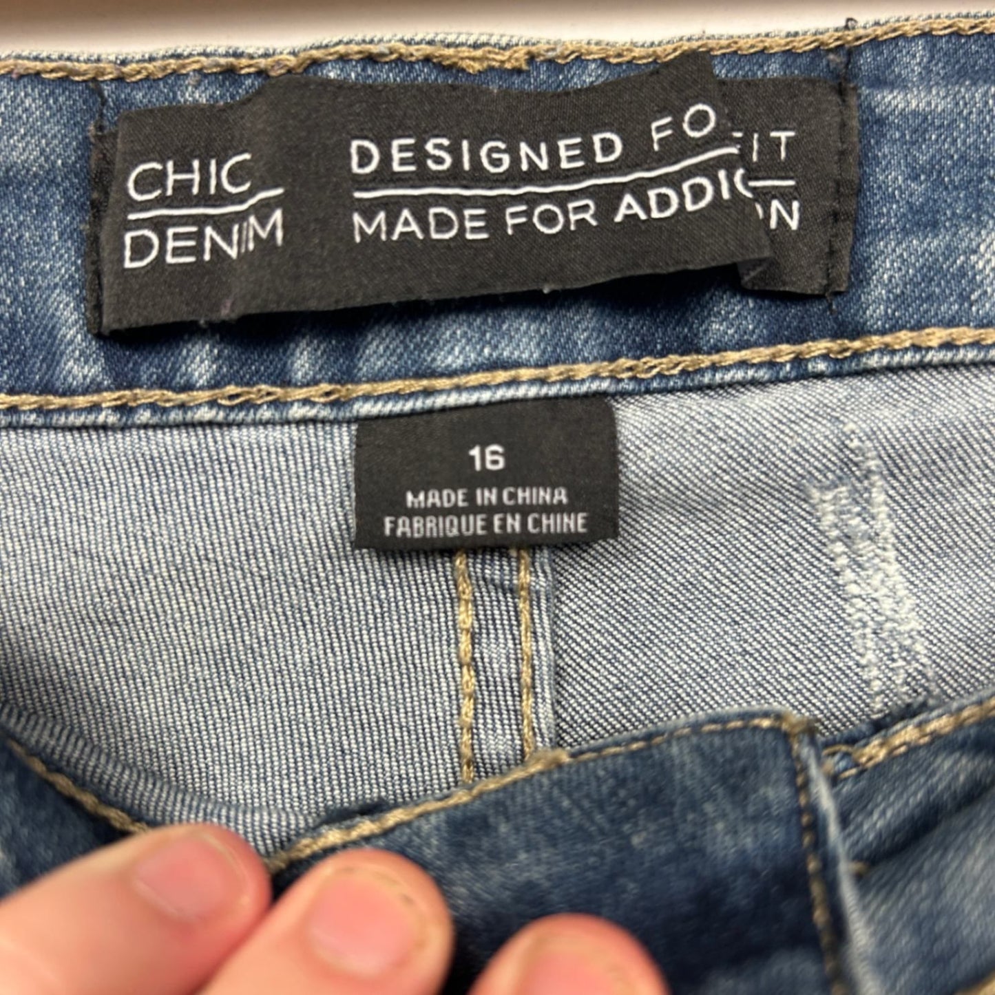 City Chic Denim Women's Blue Cotton Straight Leg Distressed Ripped Jeans Size 16