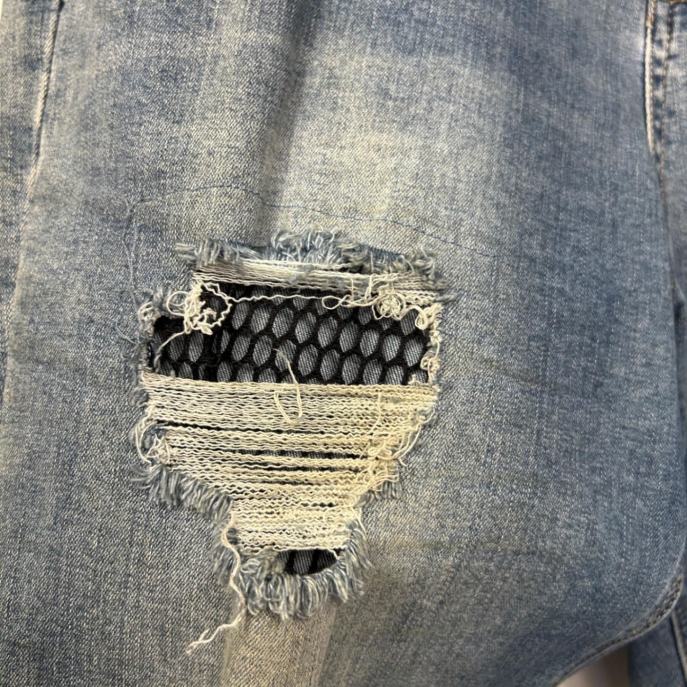 City Chic Denim Women's Blue Cotton Straight Leg Distressed Ripped Jeans Size 16