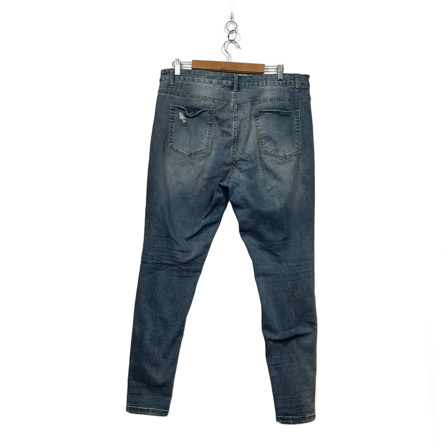 City Chic Denim Women's Blue Cotton Straight Leg Distressed Ripped Jeans Size 16