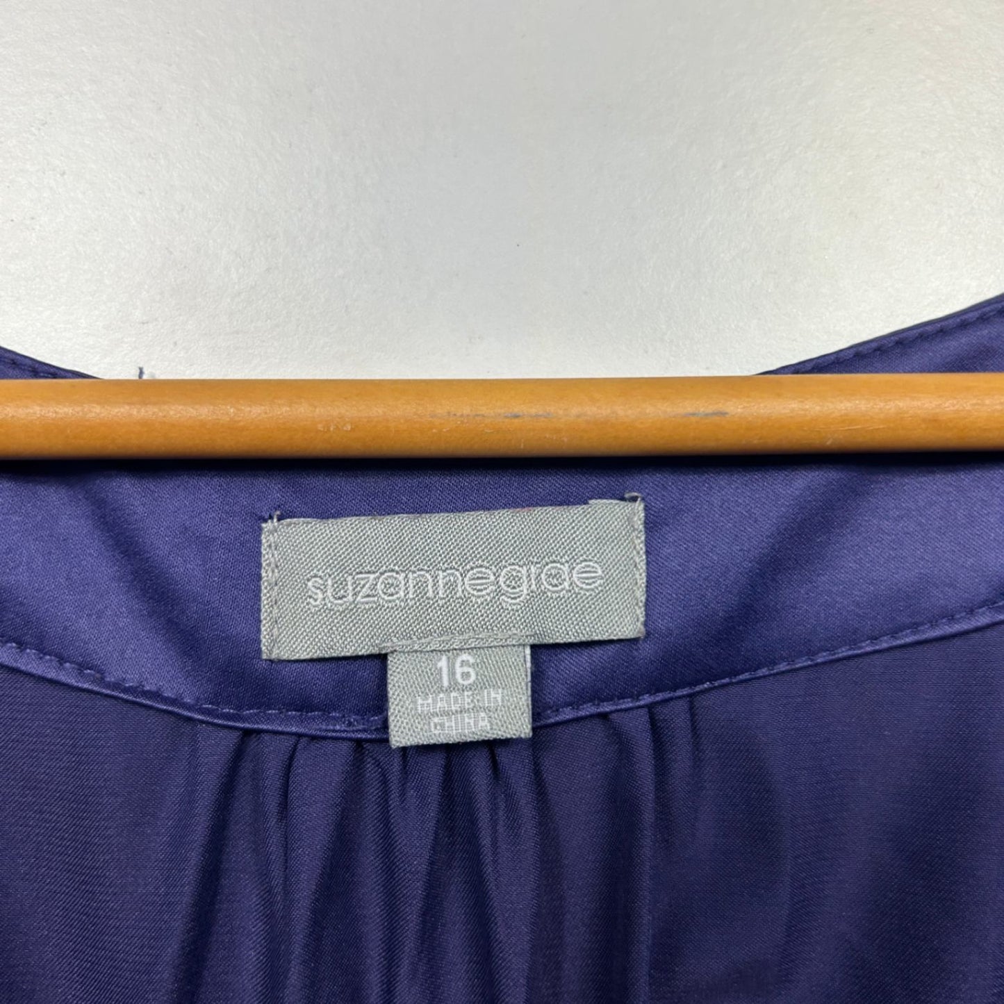 Suzanne Grae Purple Short Sleeve Pleated Blouse Top Size 16