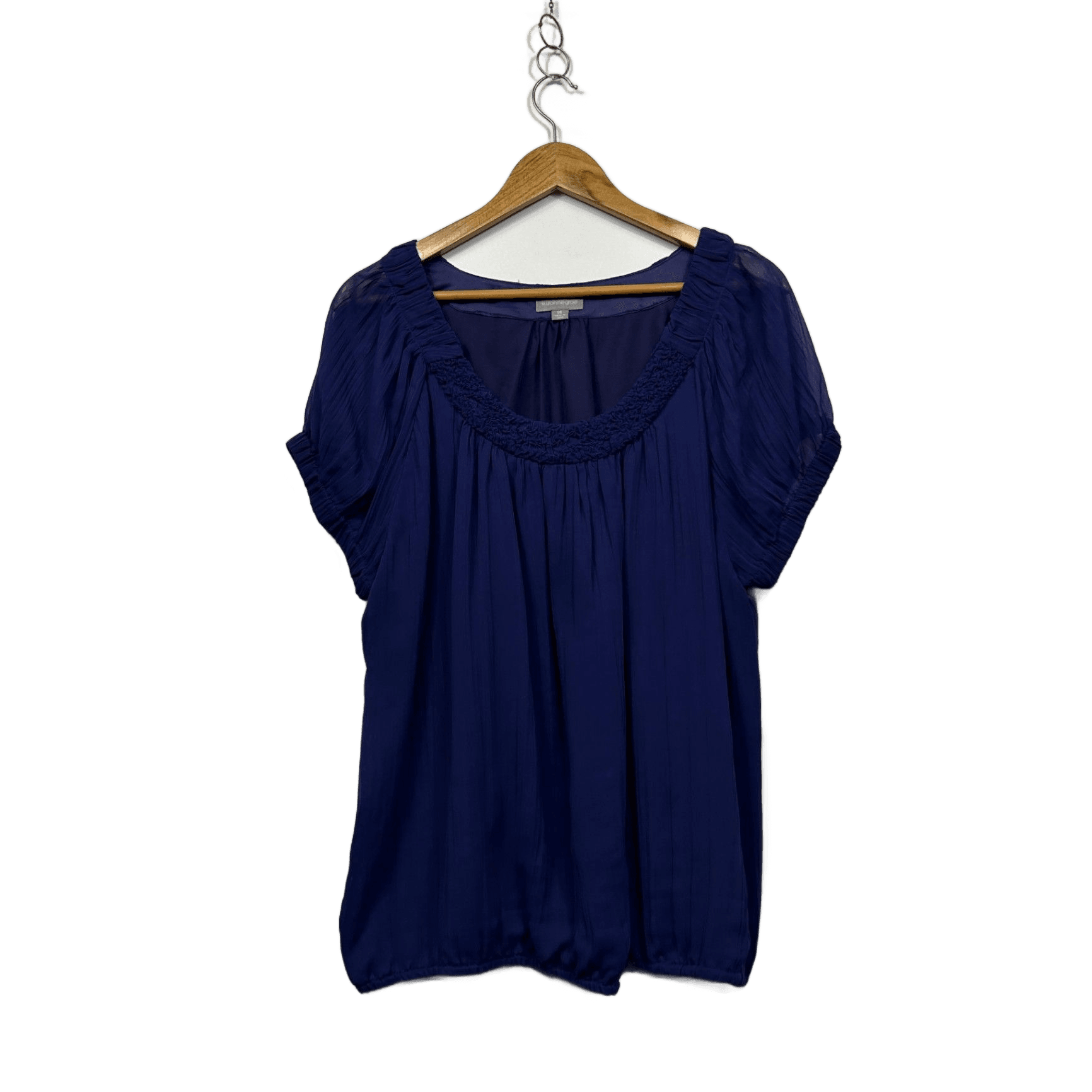 Suzanne Grae Purple Short Sleeve Pleated Blouse Top Size 16