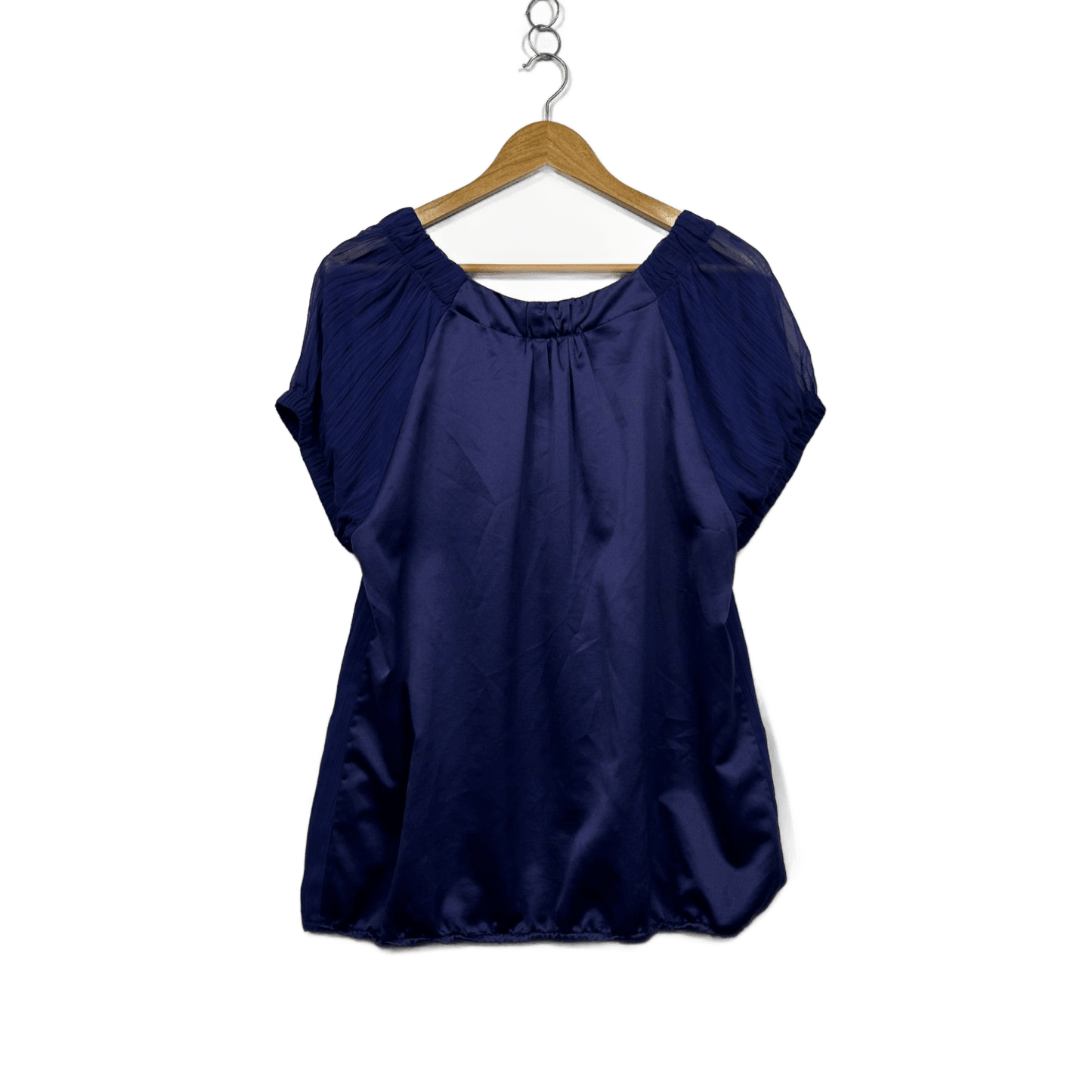 Suzanne Grae Purple Short Sleeve Pleated Blouse Top Size 16