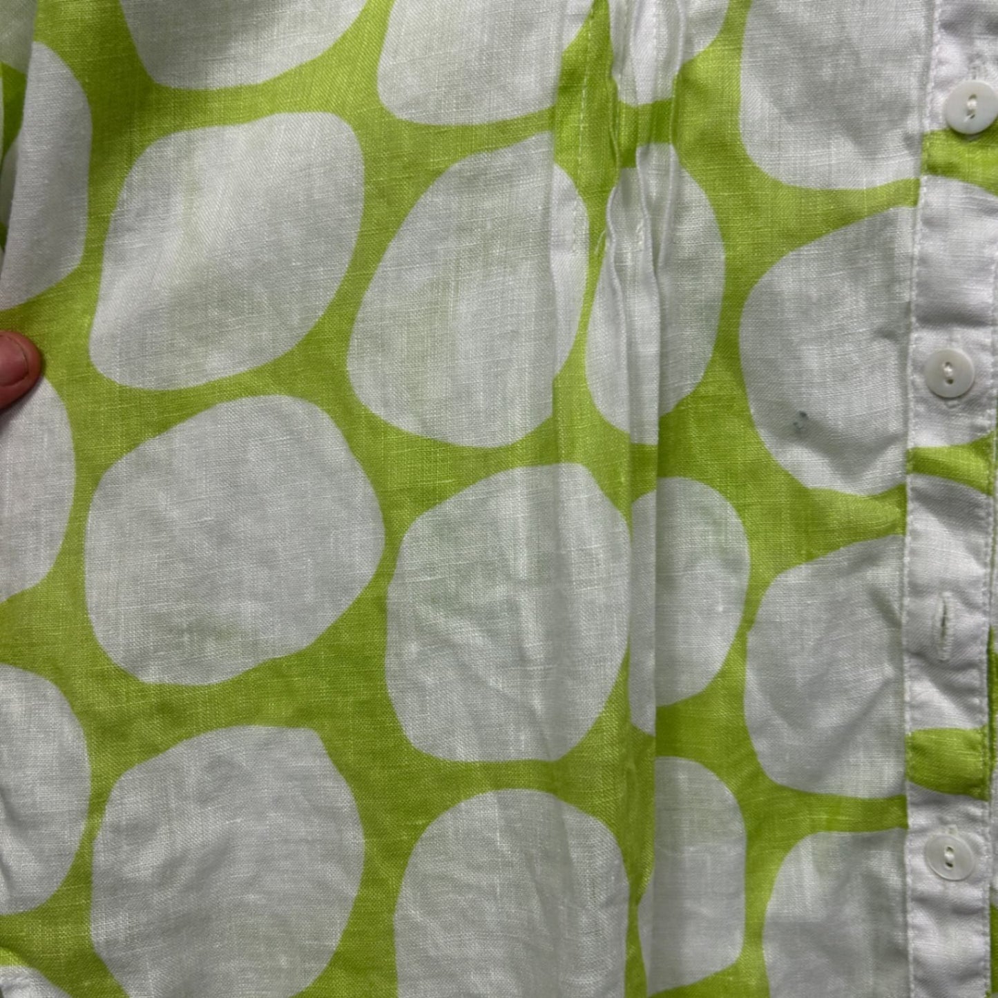 Yarra Trail Green White Button-Up Shirt Blouse Top Size 12