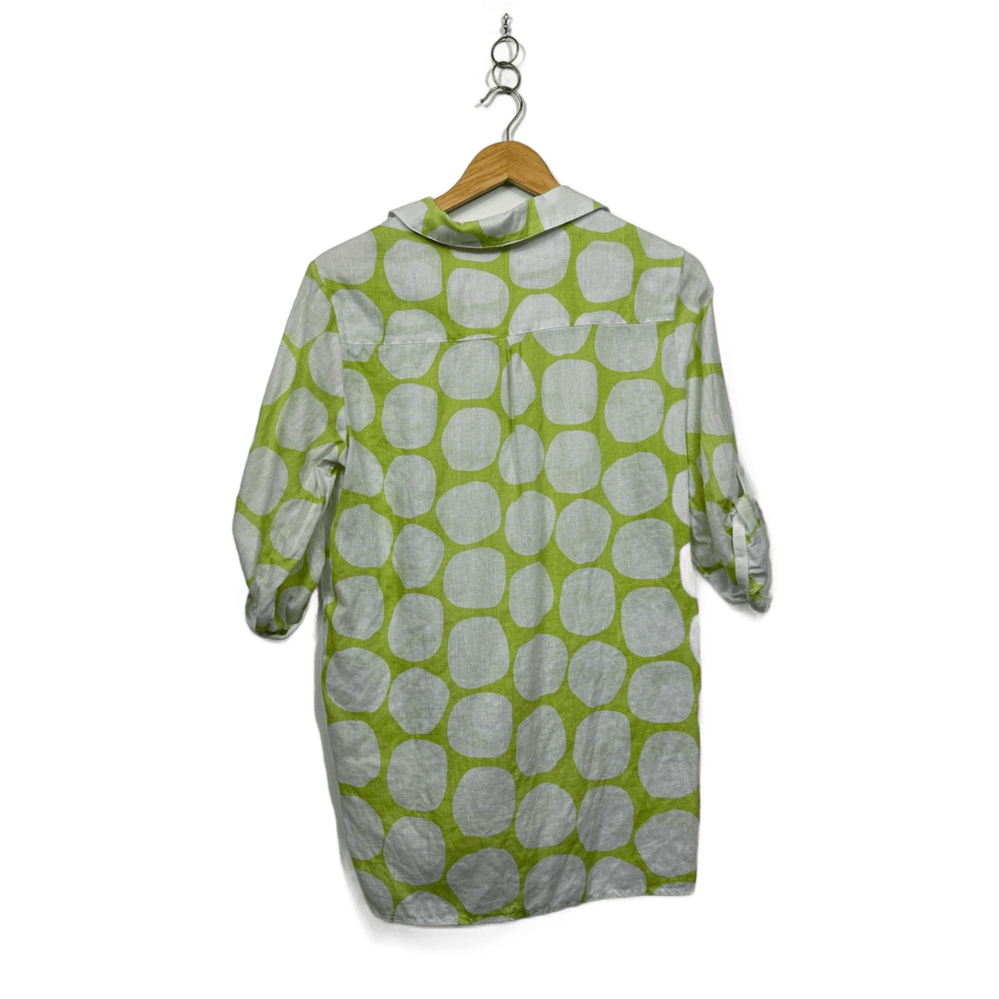 Yarra Trail Green White Button-Up Shirt Blouse Top Size 12