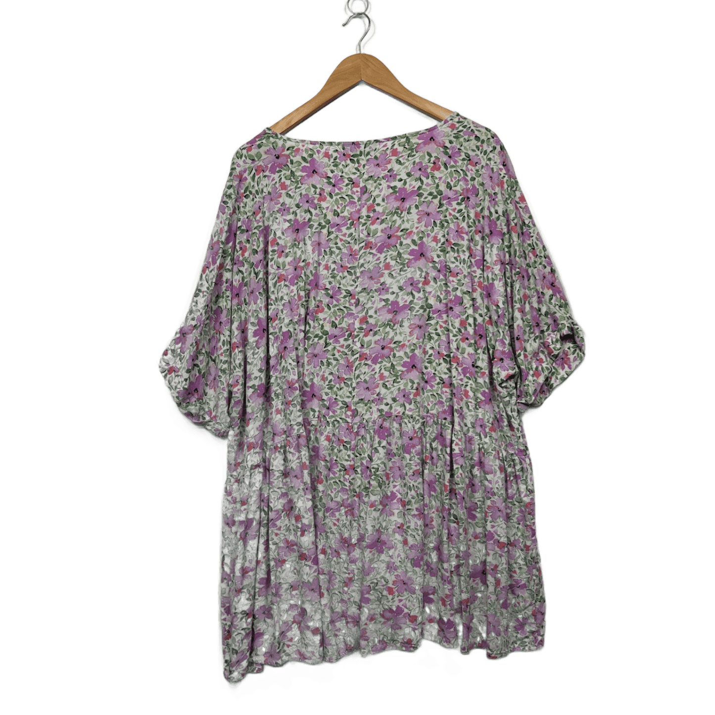 Yours Women's Multicoloured Short Sleeve Floral Tunic Top Size 30/32