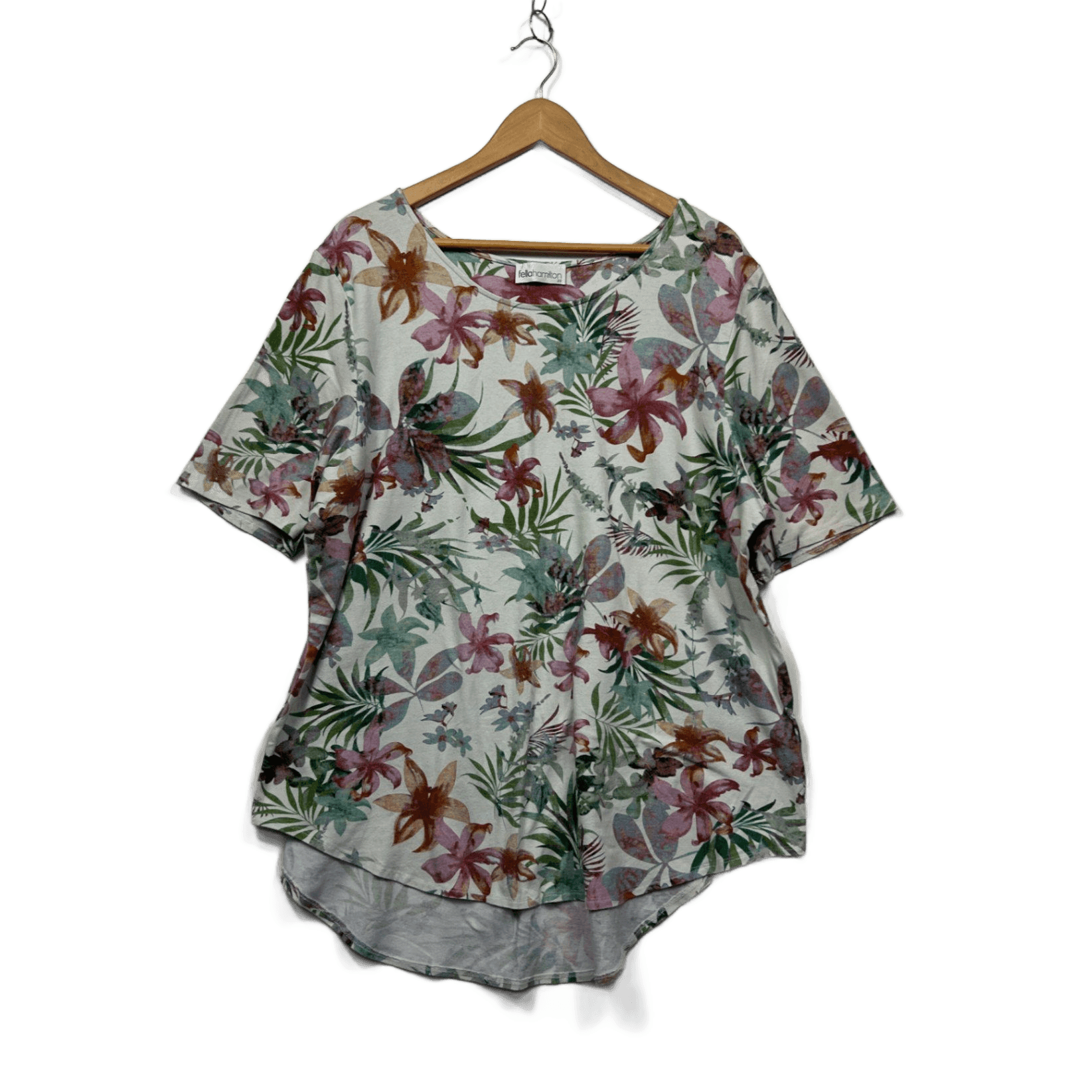 Fella Hamilton Multicoloured Floral Asymetric Hem Top  Blouse Size 22