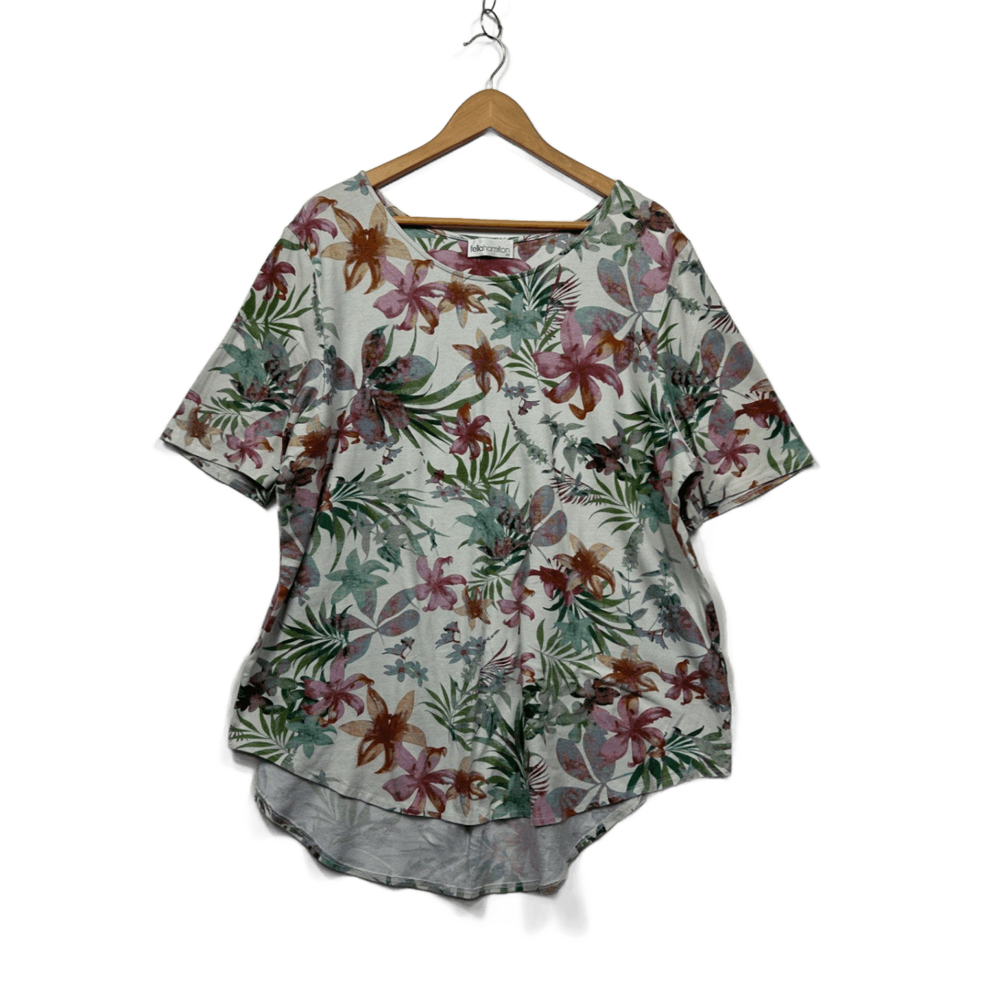 Fella Hamilton Multicoloured Floral Asymetric Hem Top  Blouse Size 22