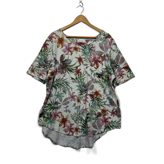 Fella Hamilton Multicoloured Floral Asymetric Hem Top  Blouse Size 22