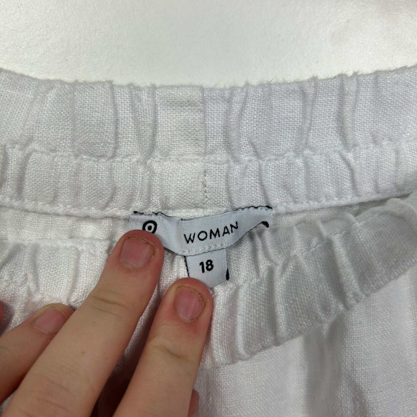 Target White Linen Drawstring Pockets Cropped Pants Trousers Size 18