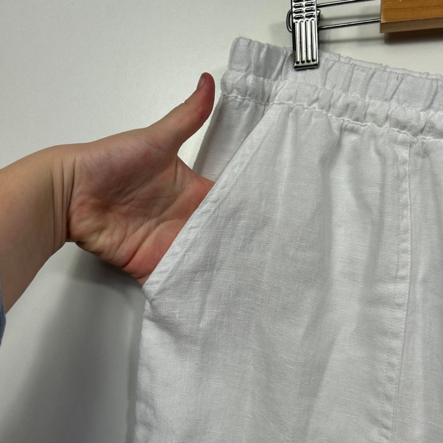 Target White Linen Drawstring Pockets Cropped Pants Trousers Size 18