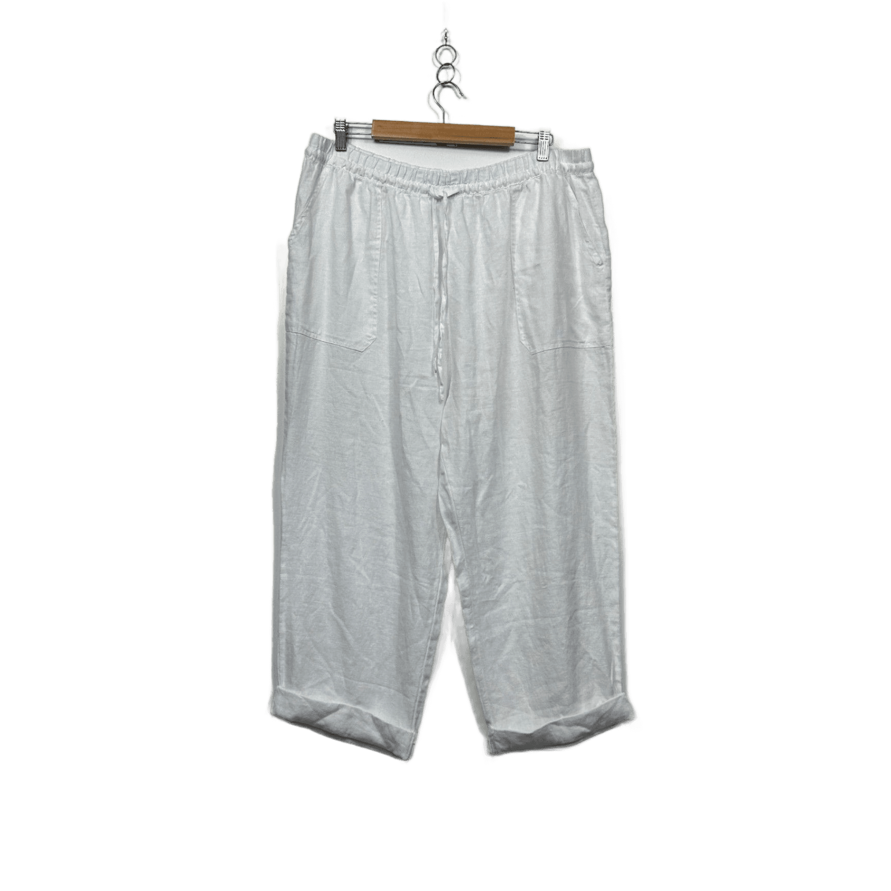 Target White Linen Drawstring Pockets Cropped Pants Trousers Size 18