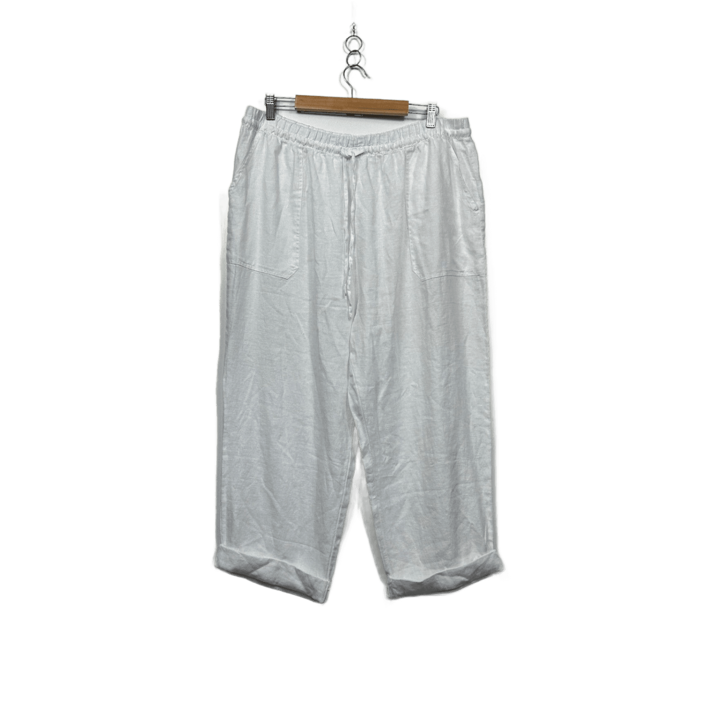 Target White Linen Drawstring Pockets Cropped Pants Trousers Size 18