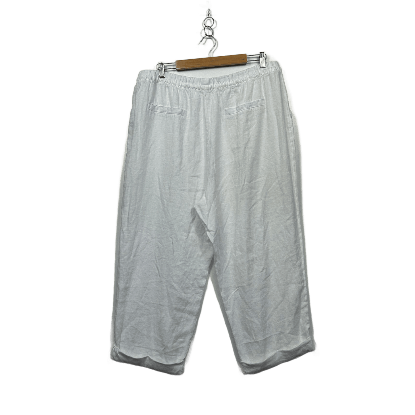 Target White Linen Drawstring Pockets Cropped Pants Trousers Size 18