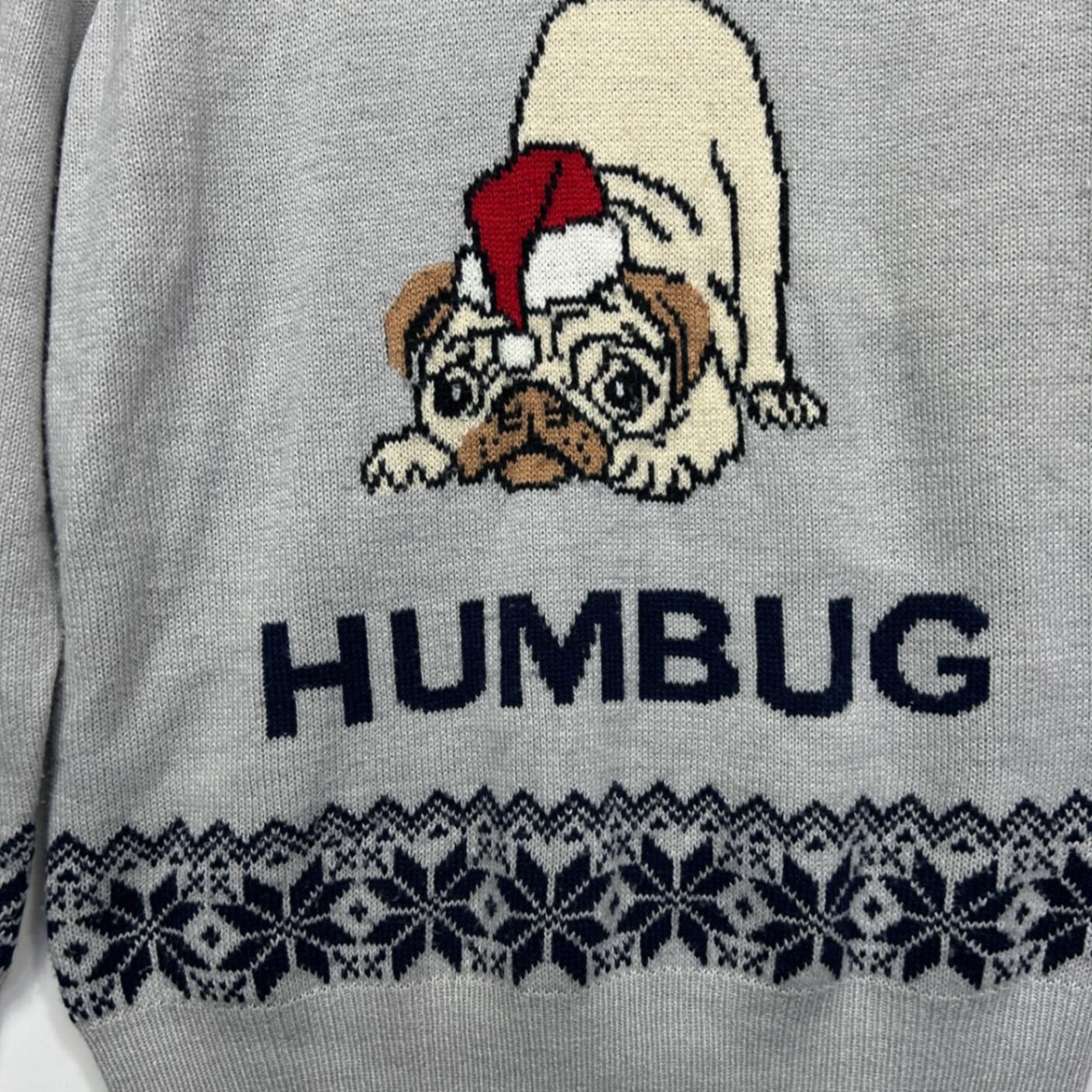 Avenue Women's Christmas Humbug Pug Dog Novelty Jumper Size Large