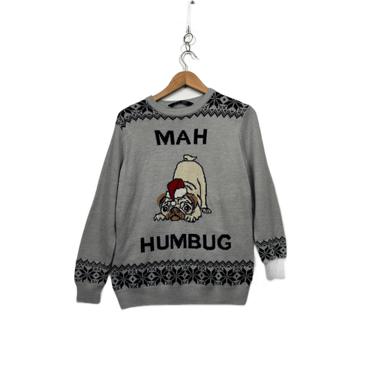 Avenue Women's Christmas Humbug Pug Dog Novelty Jumper Size Large