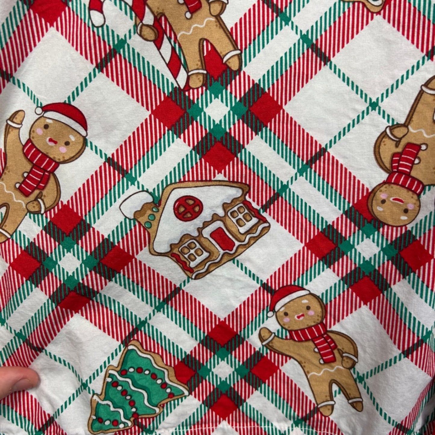 Anko Sleep Size XL Christmas Gingerbread Pyjama Shirt Red Green Plaid Cotton