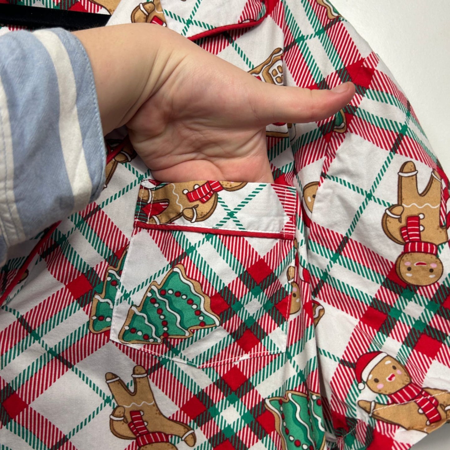 Anko Sleep Size XL Christmas Gingerbread Pyjama Shirt Red Green Plaid Cotton