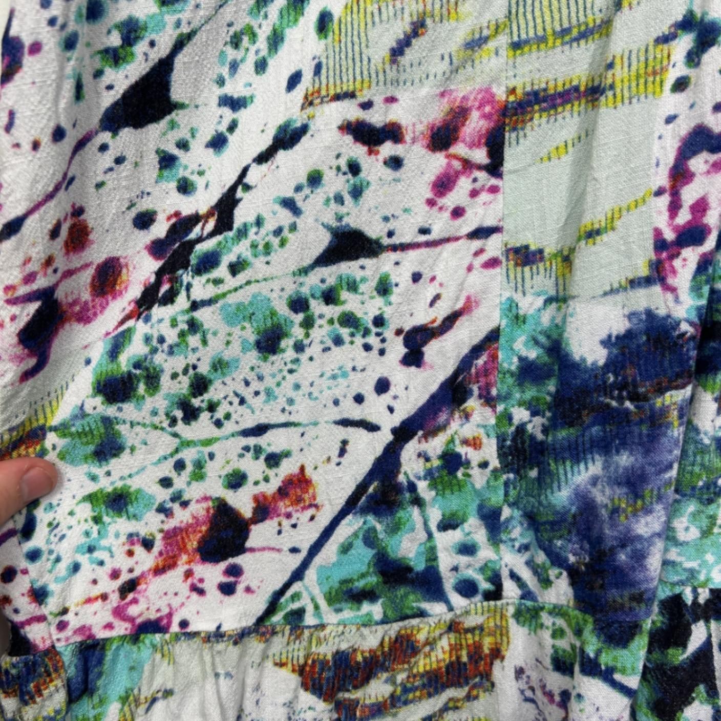 Taking Shape Short Sleeve Pleated Blouse Top Size 12 Multicoloured