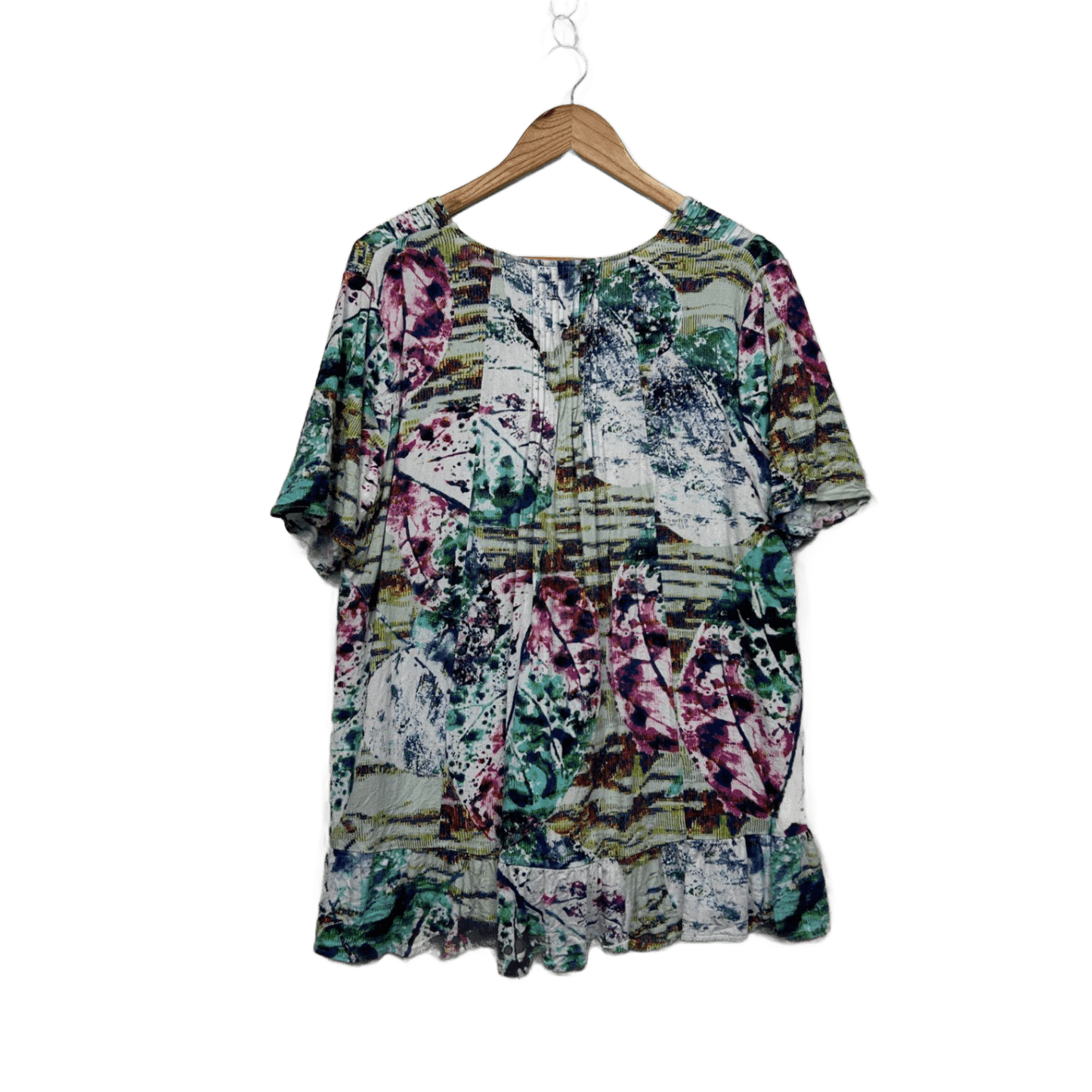 Taking Shape Short Sleeve Pleated Blouse Top Size 12 Multicoloured