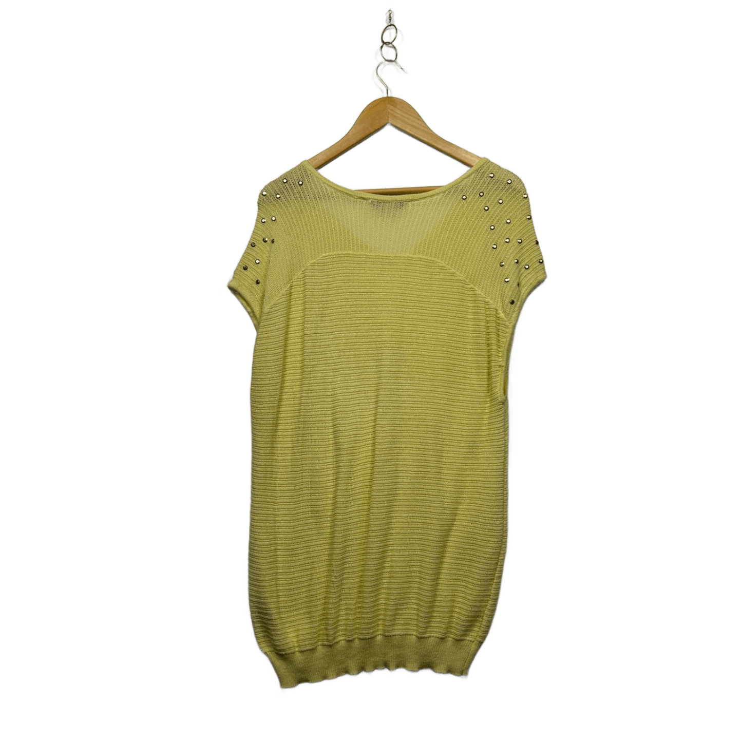 Rockmans Wome's Yellow Cotton Short Sleeve Ribbed Knit Top Size XL