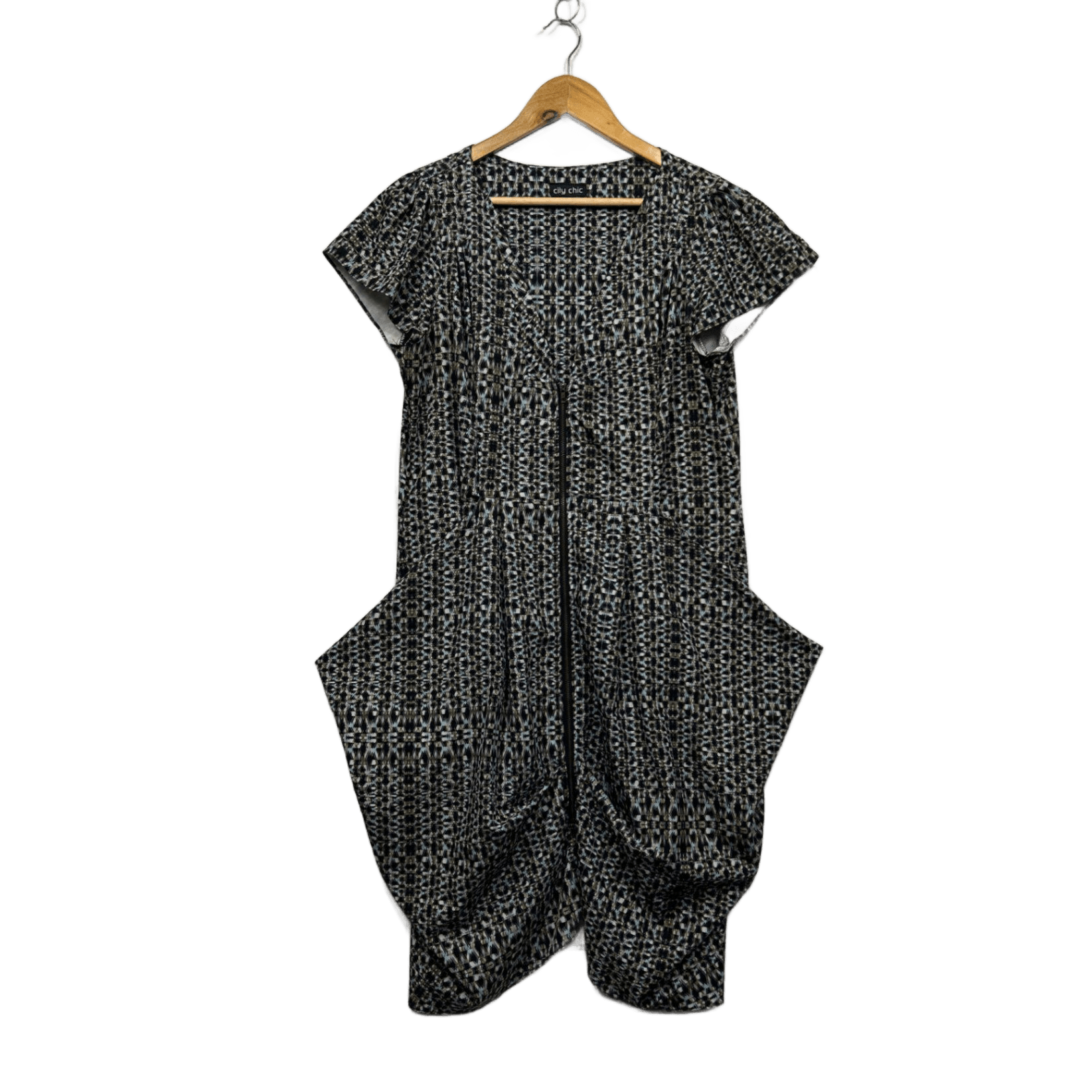 City Chic Multicoloured Full Zip Up Dress Size 14 Plus XS