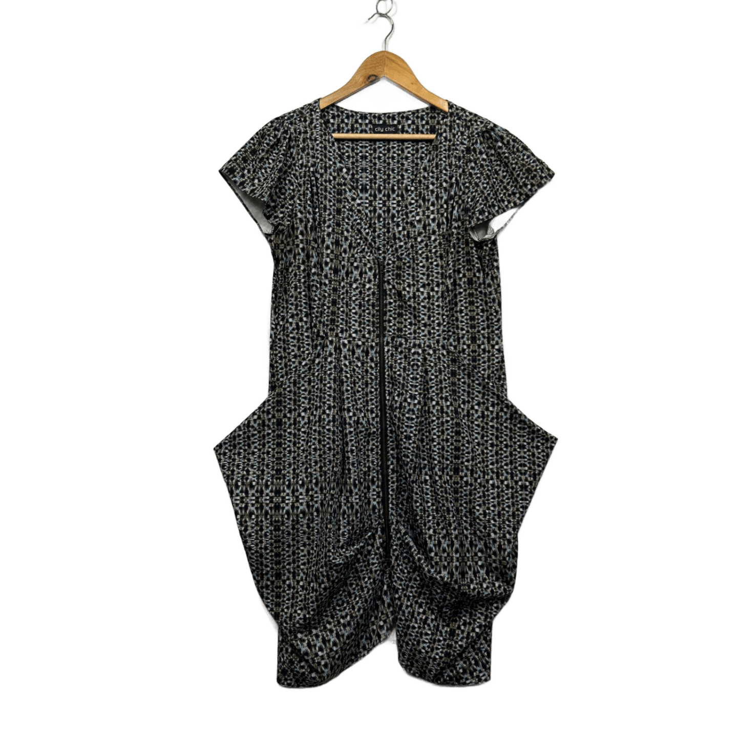 City Chic Multicoloured Full Zip Up Dress Size 14 Plus XS