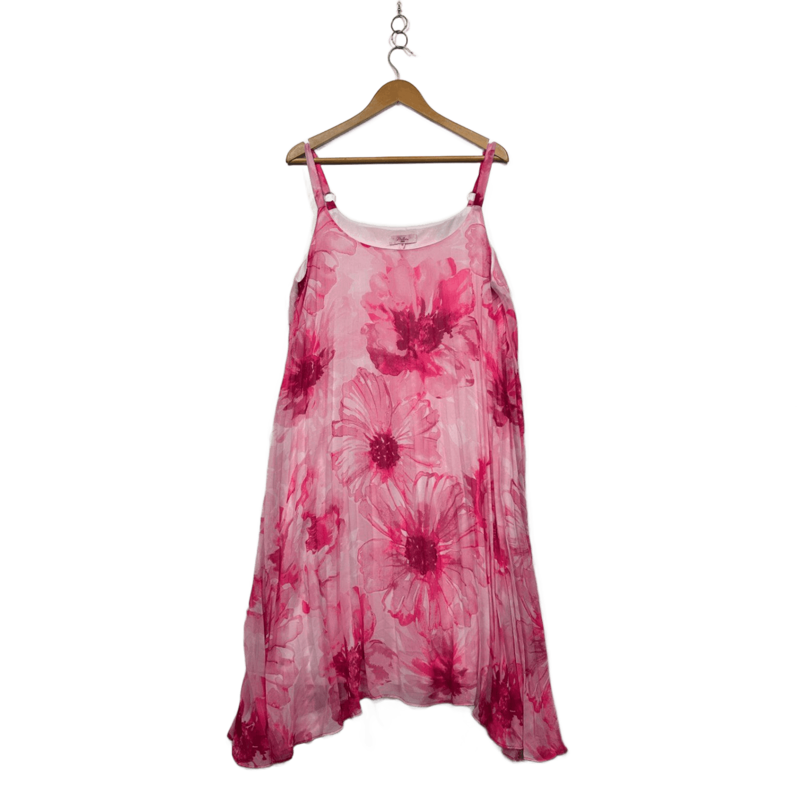 Millers Pink Sleeveless Pleated Sheer Overlay Floral Dress Size 16