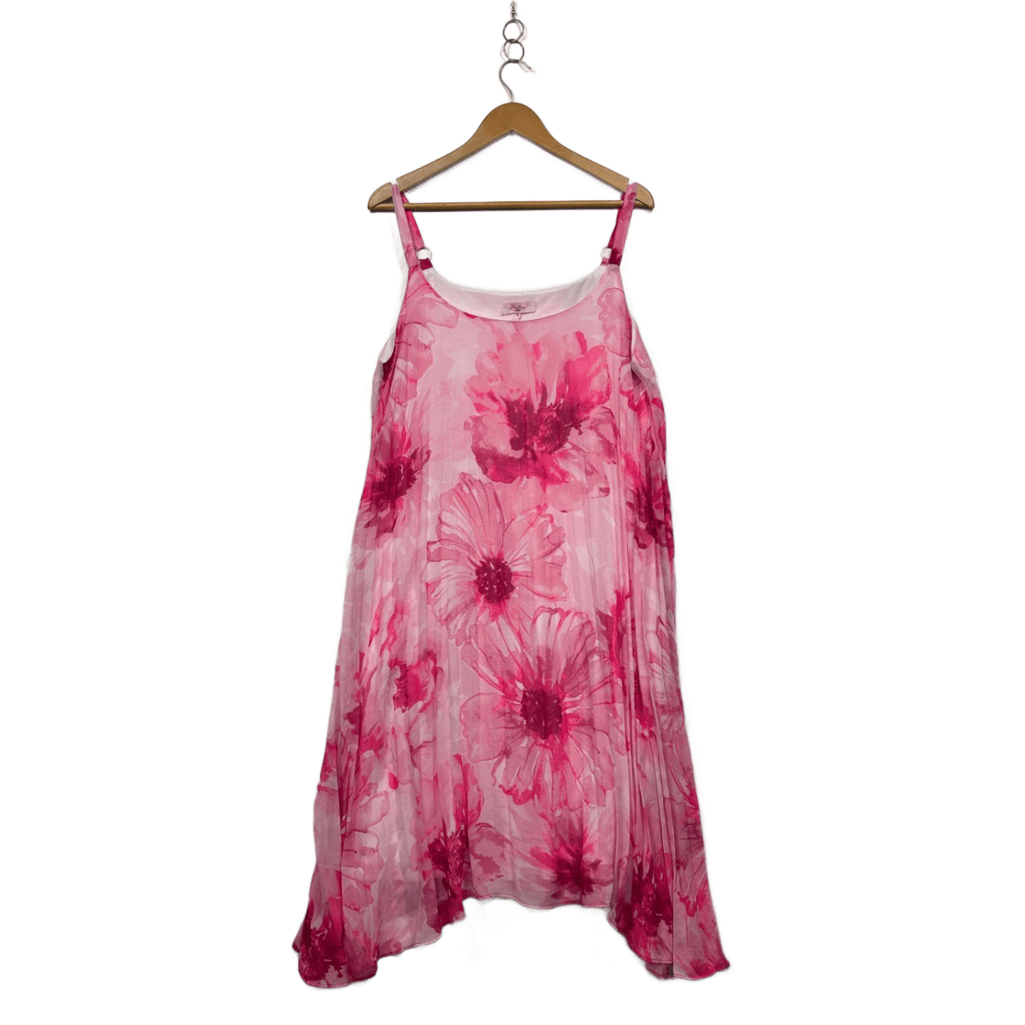 Millers Pink Sleeveless Pleated Sheer Overlay Floral Dress Size 16