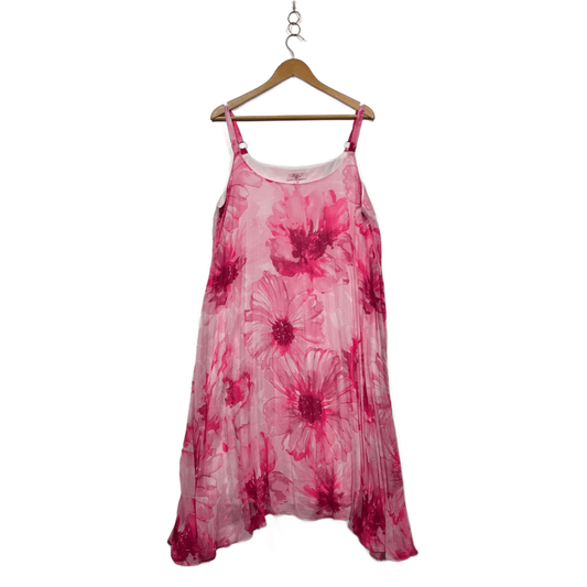 Millers Pink Sleeveless Pleated Sheer Overlay Floral Dress Size 16