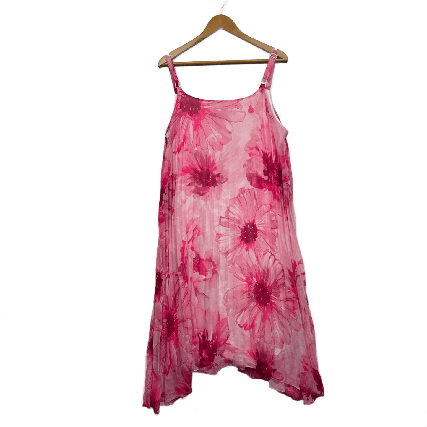 Millers Pink Sleeveless Pleated Sheer Overlay Floral Dress Size 16